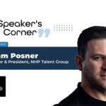 A Speaker Corner's Banner featuring Adam Posner, Founder & President, NHP Talent Group