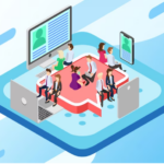 a vector illustration showcasing multiple professionals using some of the best hybrid conference platforms