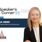 A banner image featuring Julia Hess, Head of Human Resource, Deutz AG