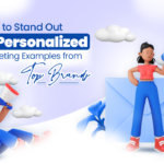 The image showcases illustrations of two girls using an amplifier to talk about personalized marketing examples from top brands