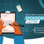The featured image showing an illustration of someone trying to show how to write a successful event sponsorship letter with tips, best practices , and templates