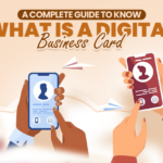 The featured image showcases two hands holding their phones with their respective digital business cards on the screen