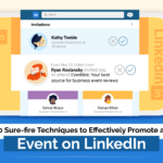 The featured image shows Eventible's event reviews as one of the sure-fire techniques to effectively promote an event on Linkedin