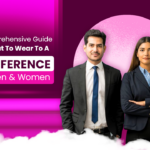 The featured image showcases a male and female professional dressed in a formal attire for a conference