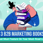 The featured image is a vector image of a person holding b2b marketing books one above the other