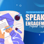 The featured image showcases a vector image of a person writing a speaker engagement proposal